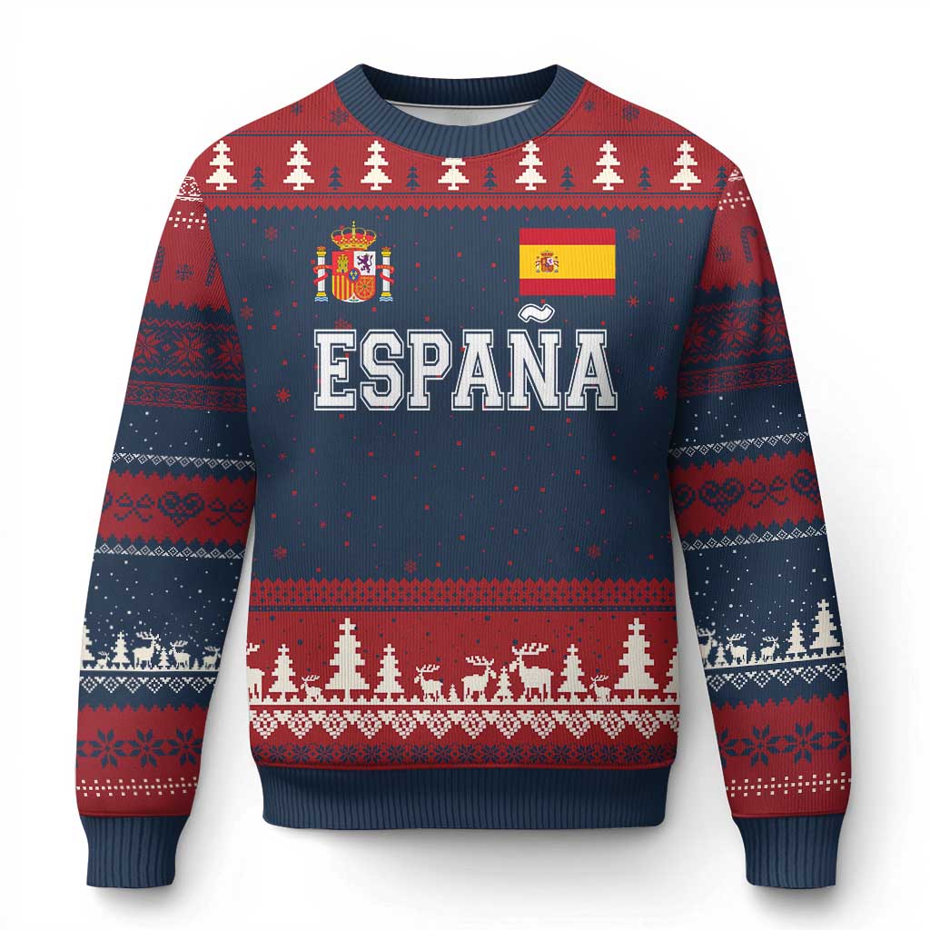 Spain Espana Ugly Christmas Sweater Vintage Spanish Flag Royal Crest Graphic