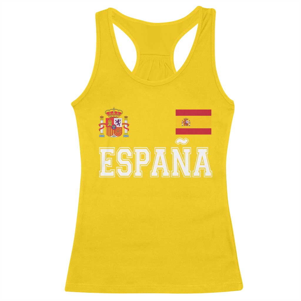 Spain Espana Racerback Tank Top Vintage Spanish Flag Royal Crest Graphic