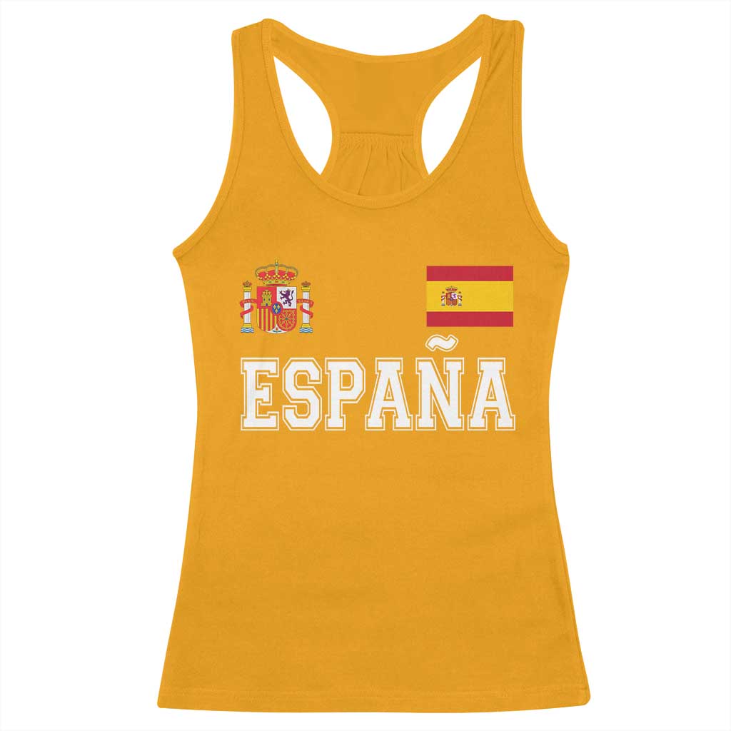 Spain Espana Racerback Tank Top Vintage Spanish Flag Royal Crest Graphic