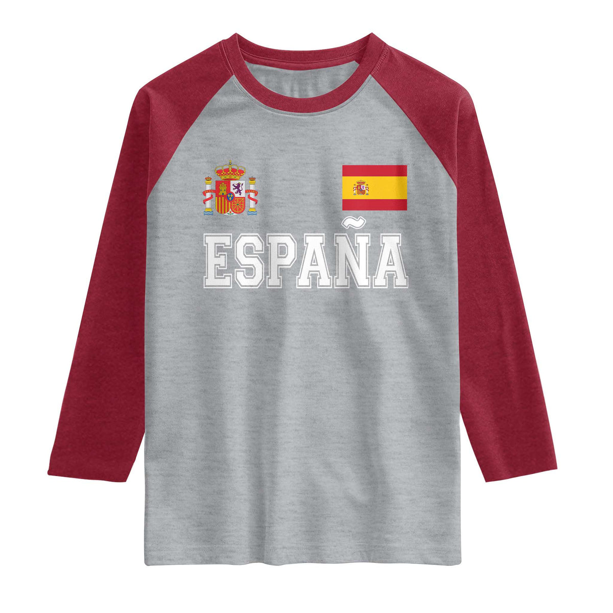 Spain Espana Raglan Shirt Vintage Spanish Flag Royal Crest Graphic