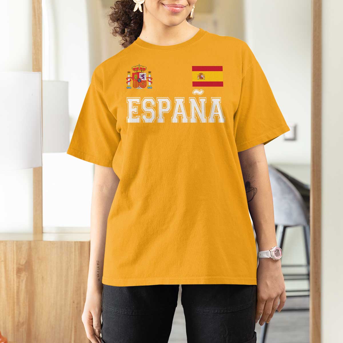 Spain Espana T Shirt For Women Vintage Spanish Flag Royal Crest Graphic