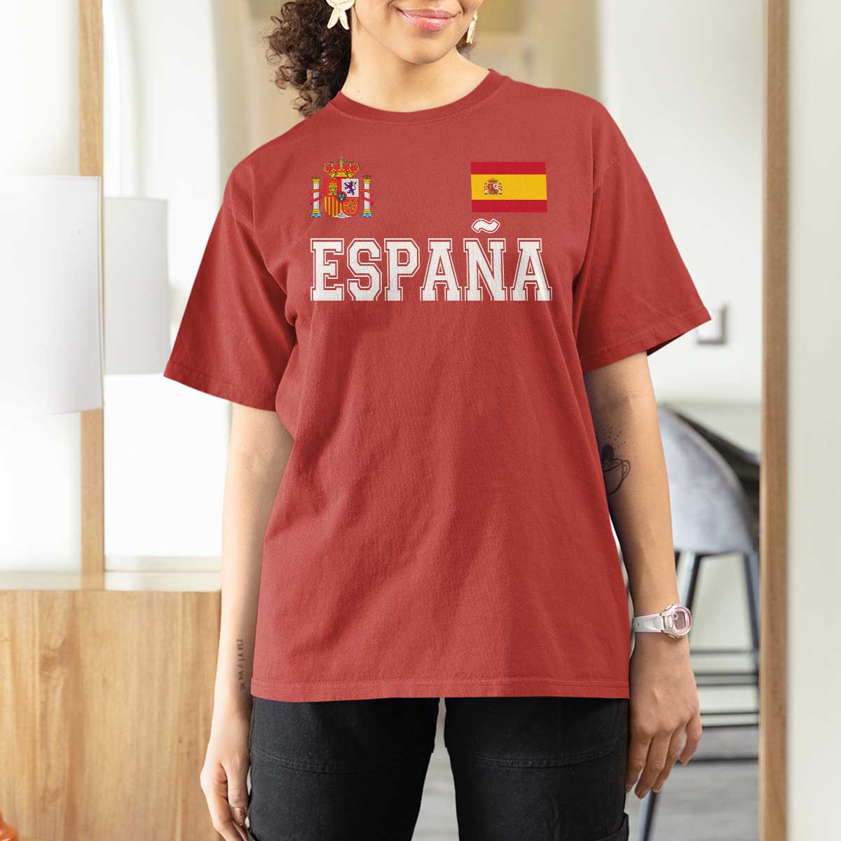 Spain Espana T Shirt For Women Vintage Spanish Flag Royal Crest Graphic