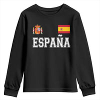 Spain Espana Youth Sweatshirt Vintage Spanish Flag Royal Crest Graphic