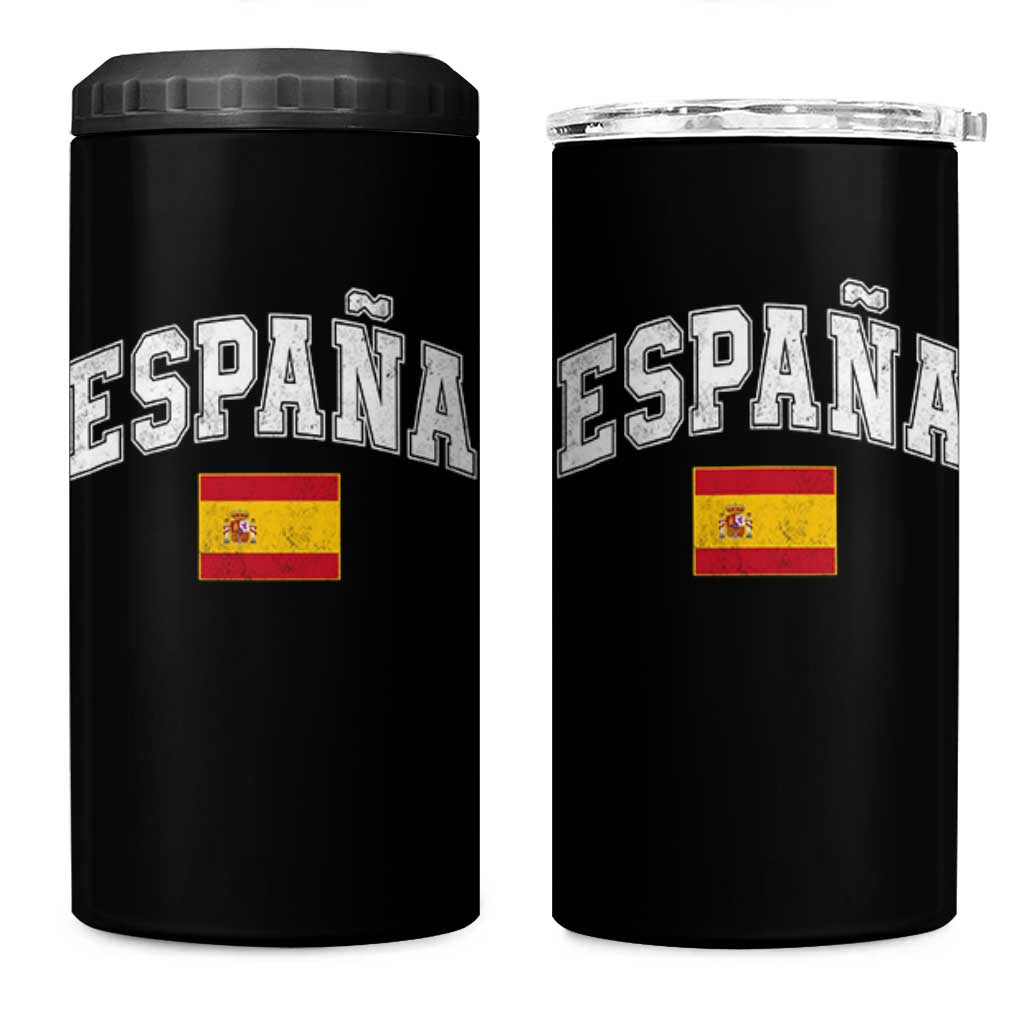 España Vintage Spanish Flag Pride Graphic 4 in 1 Can Cooler Tumbler