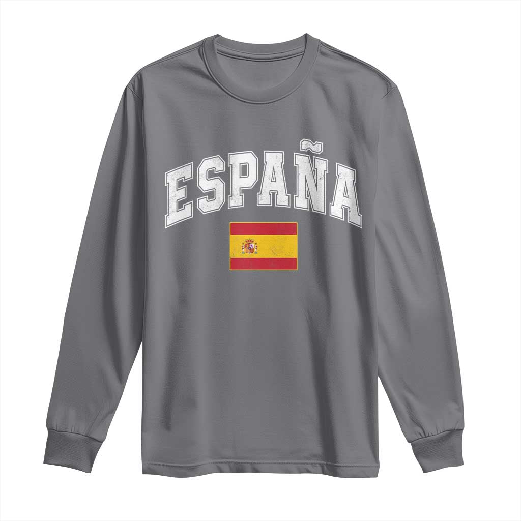 España Vintage Spanish Flag Pride Graphic Long Sleeve Shirt