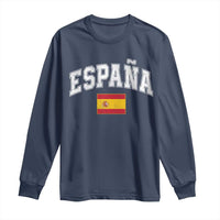 España Vintage Spanish Flag Pride Graphic Long Sleeve Shirt