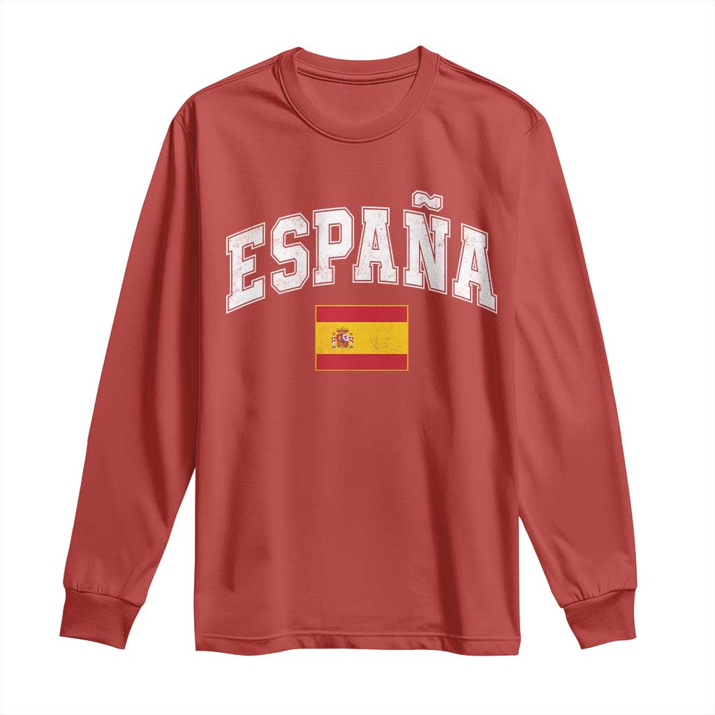 España Vintage Spanish Flag Pride Graphic Long Sleeve Shirt