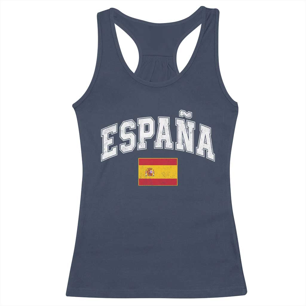 España Vintage Spanish Flag Pride Graphic Racerback Tank Top