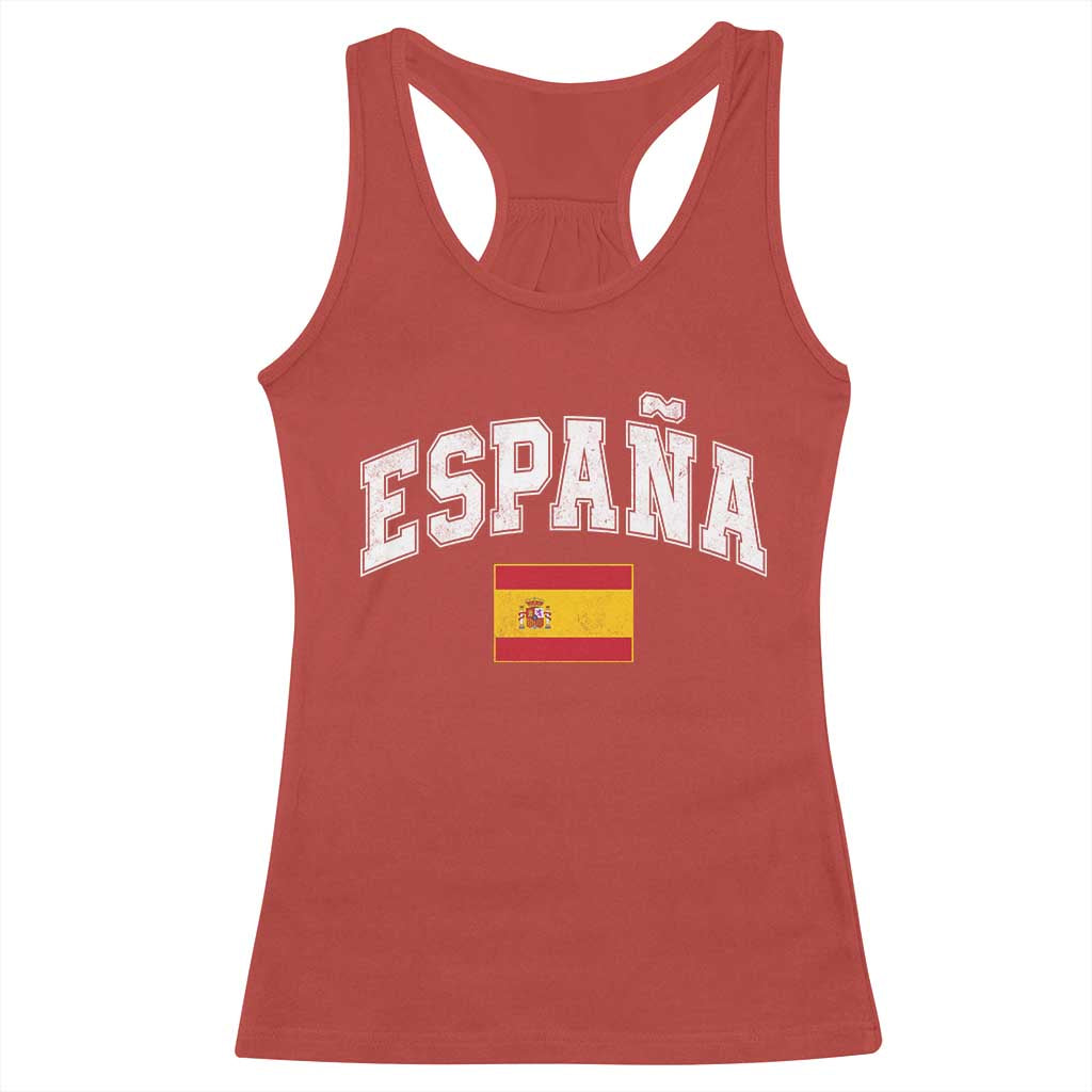 España Vintage Spanish Flag Pride Graphic Racerback Tank Top