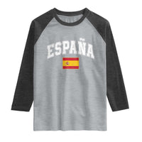 España Vintage Spanish Flag Pride Graphic Raglan Shirt