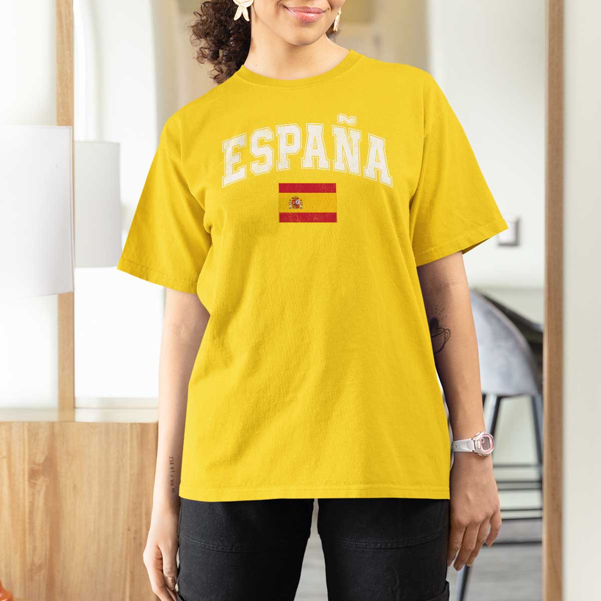 España Vintage Spanish Flag Pride Graphic T Shirt For Women