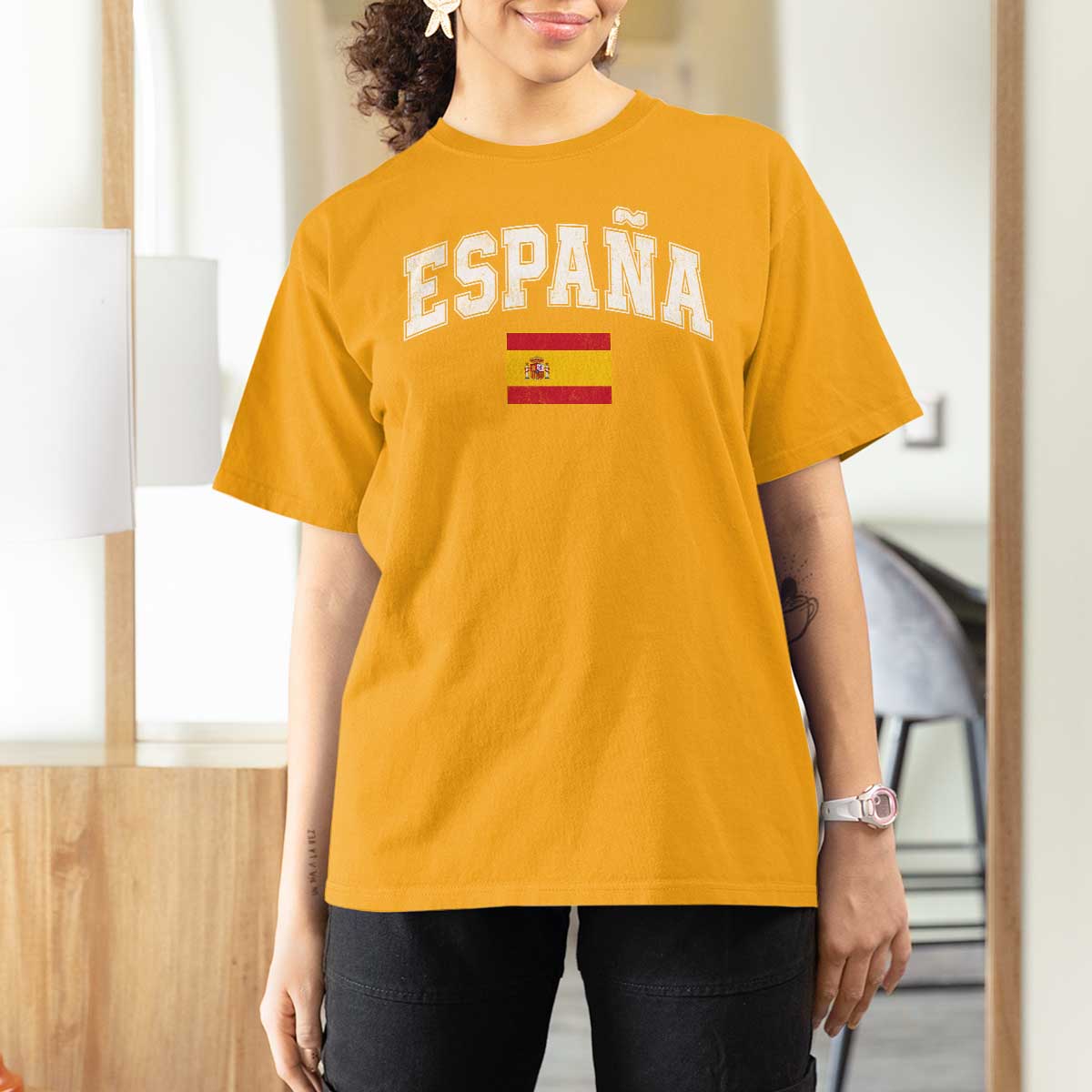 España Vintage Spanish Flag Pride Graphic T Shirt For Women