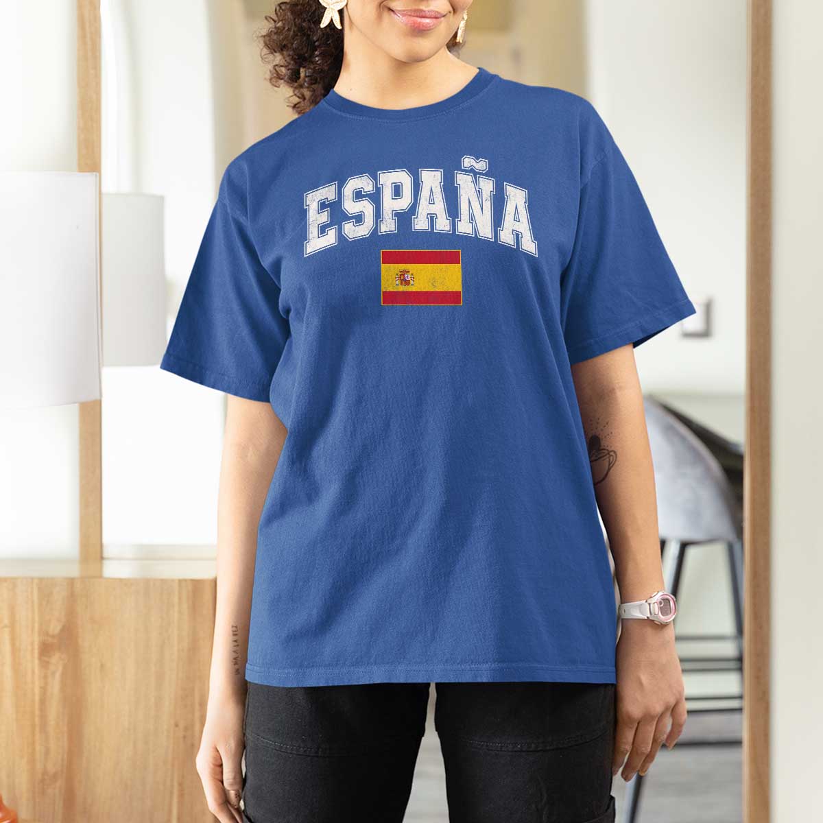 España Vintage Spanish Flag Pride Graphic T Shirt For Women