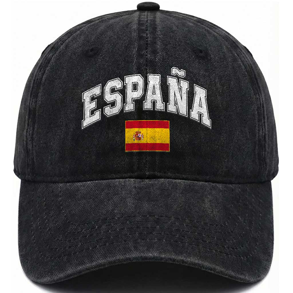 España Vintage Spanish Flag Pride Graphic Washed Cotton Baseball Cap