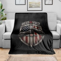 Catholic Knight Templar Crusader Throw Blanket Rertro Deus Vult American Flag