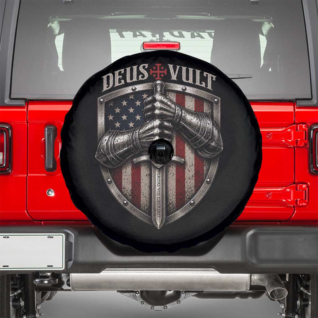 Catholic Knight Templar Crusader Spare Tire Cover Rertro Deus Vult American Flag