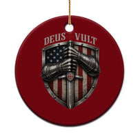 Catholic Knight Templar Crusader Ceramic Ornament Rertro Deus Vult American Flag