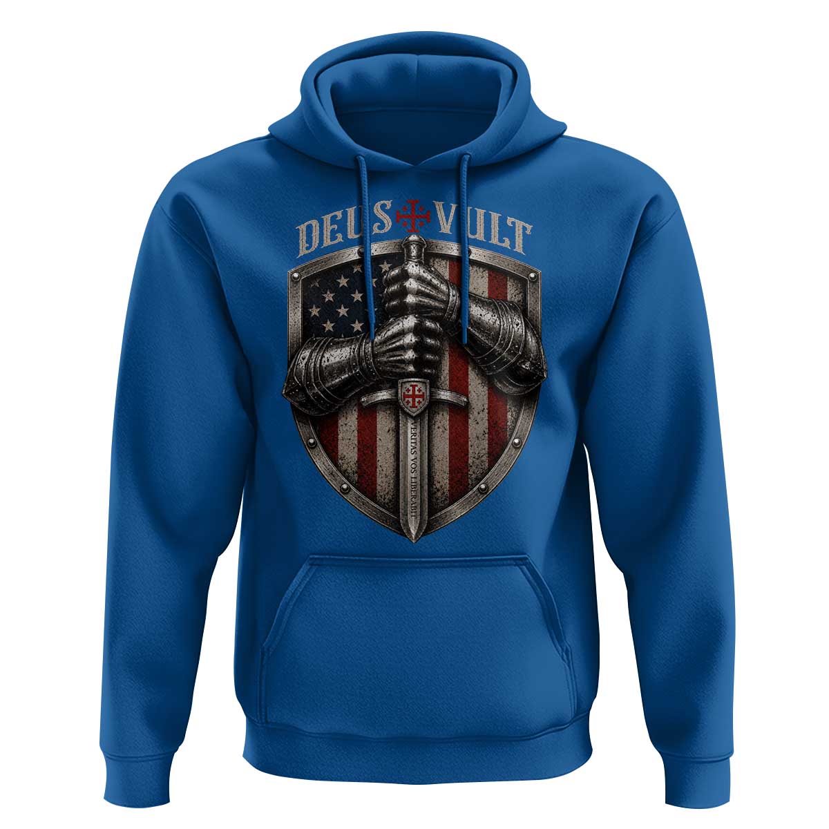 Catholic Knight Templar Crusader Hoodie Rertro Deus Vult American Flag