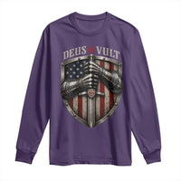 Catholic Knight Templar Crusader Long Sleeve Shirt Rertro Deus Vult American Flag