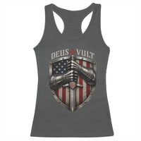 Catholic Knight Templar Crusader Racerback Tank Top Rertro Deus Vult American Flag