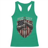 Catholic Knight Templar Crusader Racerback Tank Top Rertro Deus Vult American Flag