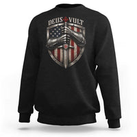 Catholic Knight Templar Crusader Sweatshirt Rertro Deus Vult American Flag