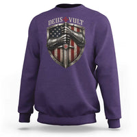 Catholic Knight Templar Crusader Sweatshirt Rertro Deus Vult American Flag