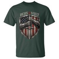 Catholic Knight Templar Crusader T Shirt Rertro Deus Vult American Flag