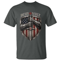 Catholic Knight Templar Crusader T Shirt Rertro Deus Vult American Flag