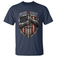 Catholic Knight Templar Crusader T Shirt Rertro Deus Vult American Flag