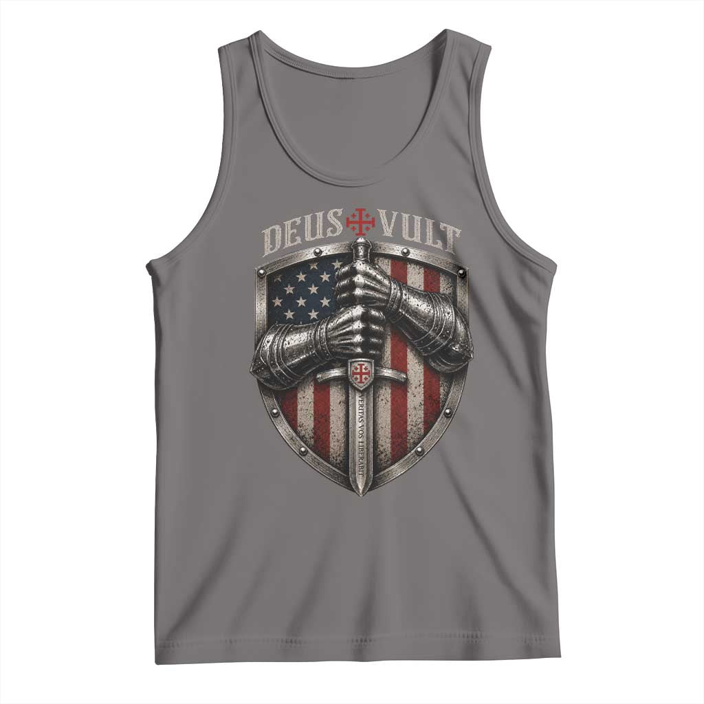 Catholic Knight Templar Crusader Tank Top Rertro Deus Vult American Flag