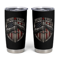 Catholic Knight Templar Crusader Tumbler Cup Rertro Deus Vult American Flag
