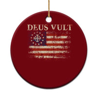 Catholic Knight Templar Crusader Cross Ceramic Ornament Vintage American Flag
