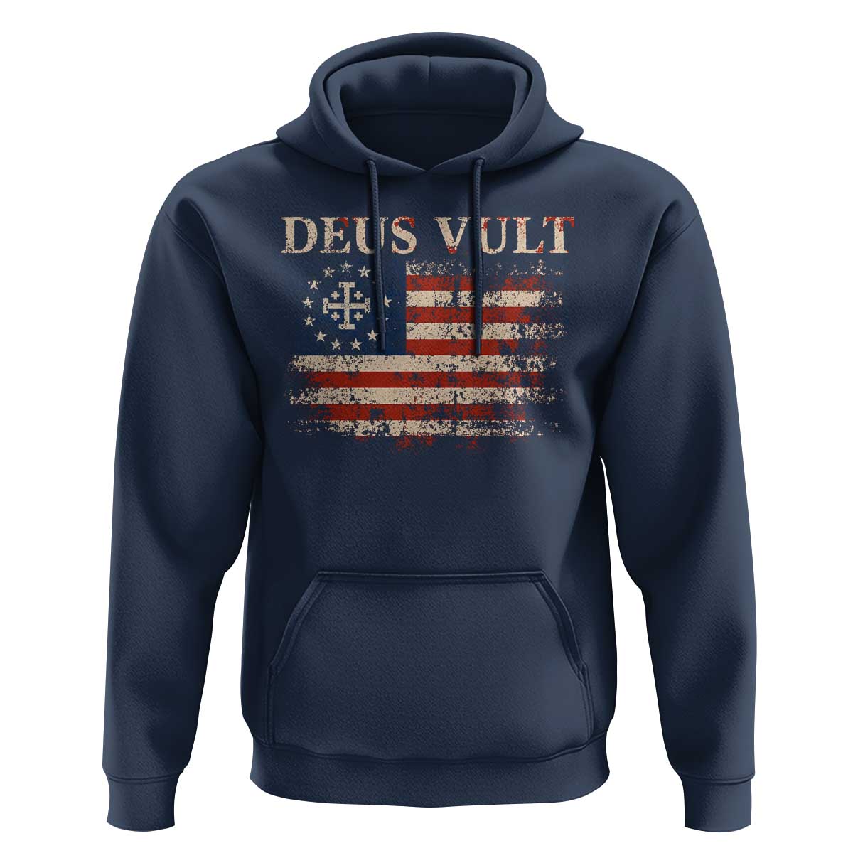 Catholic Knight Templar Crusader Cross Hoodie Vintage American Flag