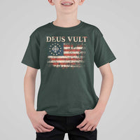 Catholic Knight Templar Crusader Cross T Shirt For Kid Vintage American Flag