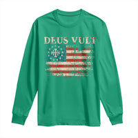 Catholic Knight Templar Crusader Cross Long Sleeve Shirt Vintage American Flag