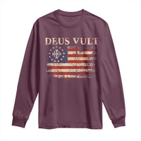 Catholic Knight Templar Crusader Cross Long Sleeve Shirt Vintage American Flag