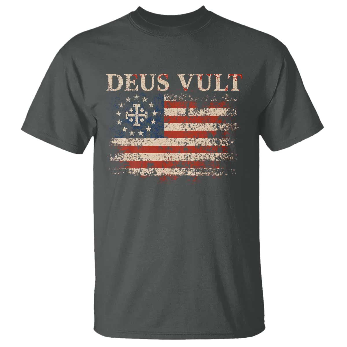 Catholic Knight Templar Crusader Cross T Shirt Vintage American Flag