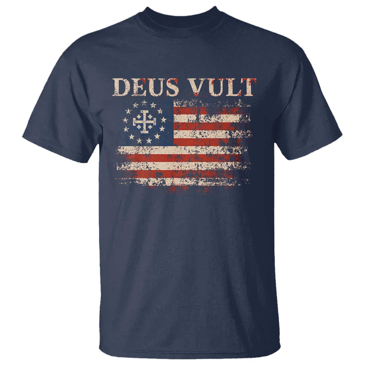 Catholic Knight Templar Crusader Cross T Shirt Vintage American Flag