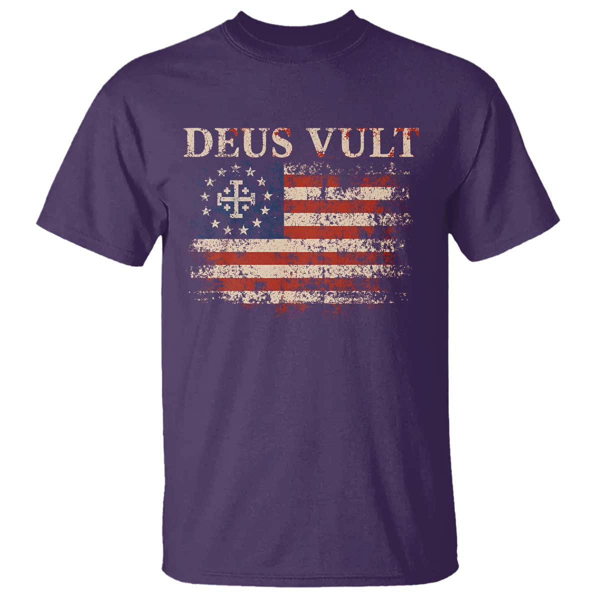 Catholic Knight Templar Crusader Cross T Shirt Vintage American Flag
