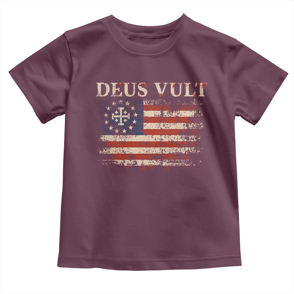 Catholic Knight Templar Crusader Cross Toddler T Shirt Vintage American Flag
