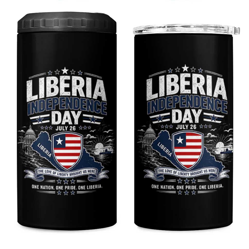 Liberia Independence Day July 26 Patriotic Pride 4 in 1 Can Cooler Tumbler