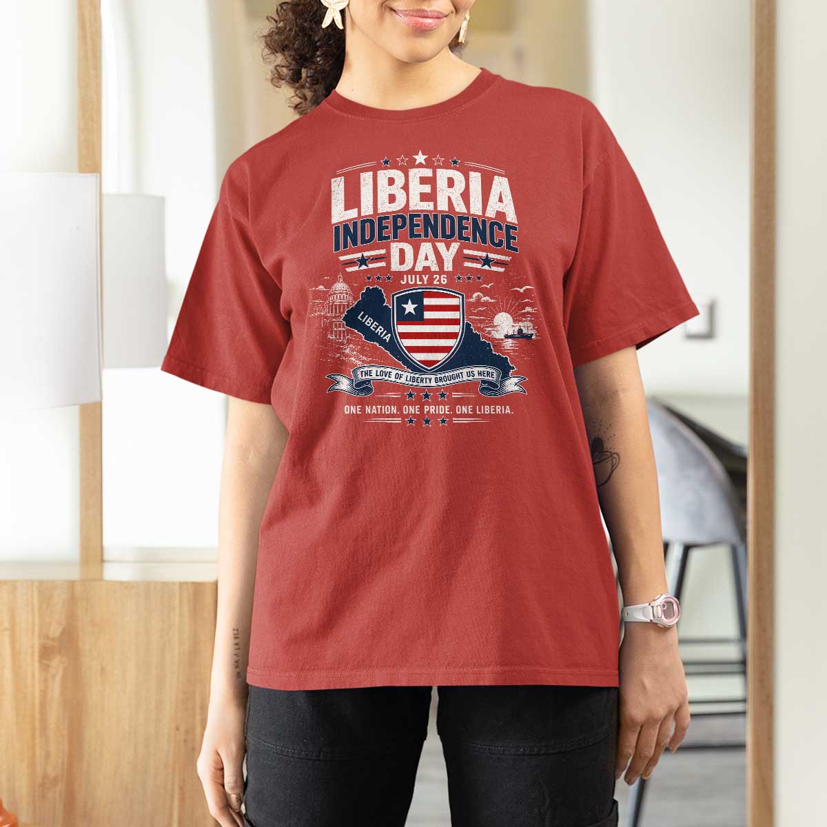 Liberia Independence Day July 26 Patriotic Pride T Shirt For Women
