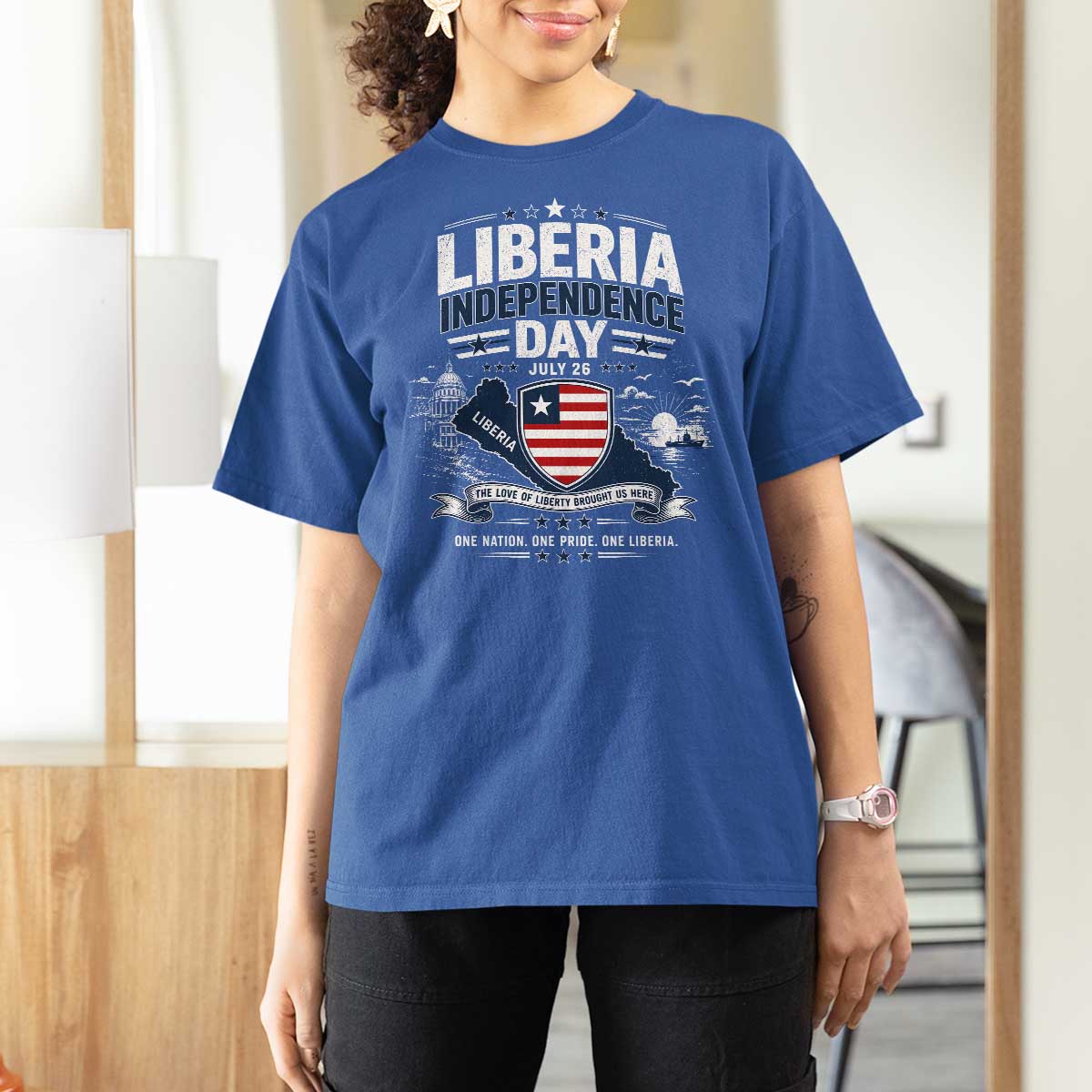 Liberia Independence Day July 26 Patriotic Pride T Shirt For Women