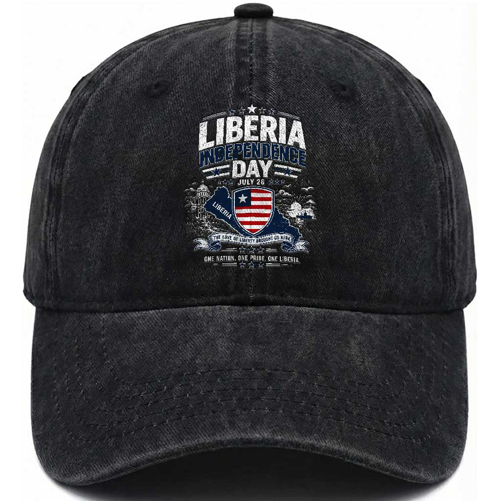 Liberia Independence Day July 26 Patriotic Pride Washed Cotton Baseball Cap