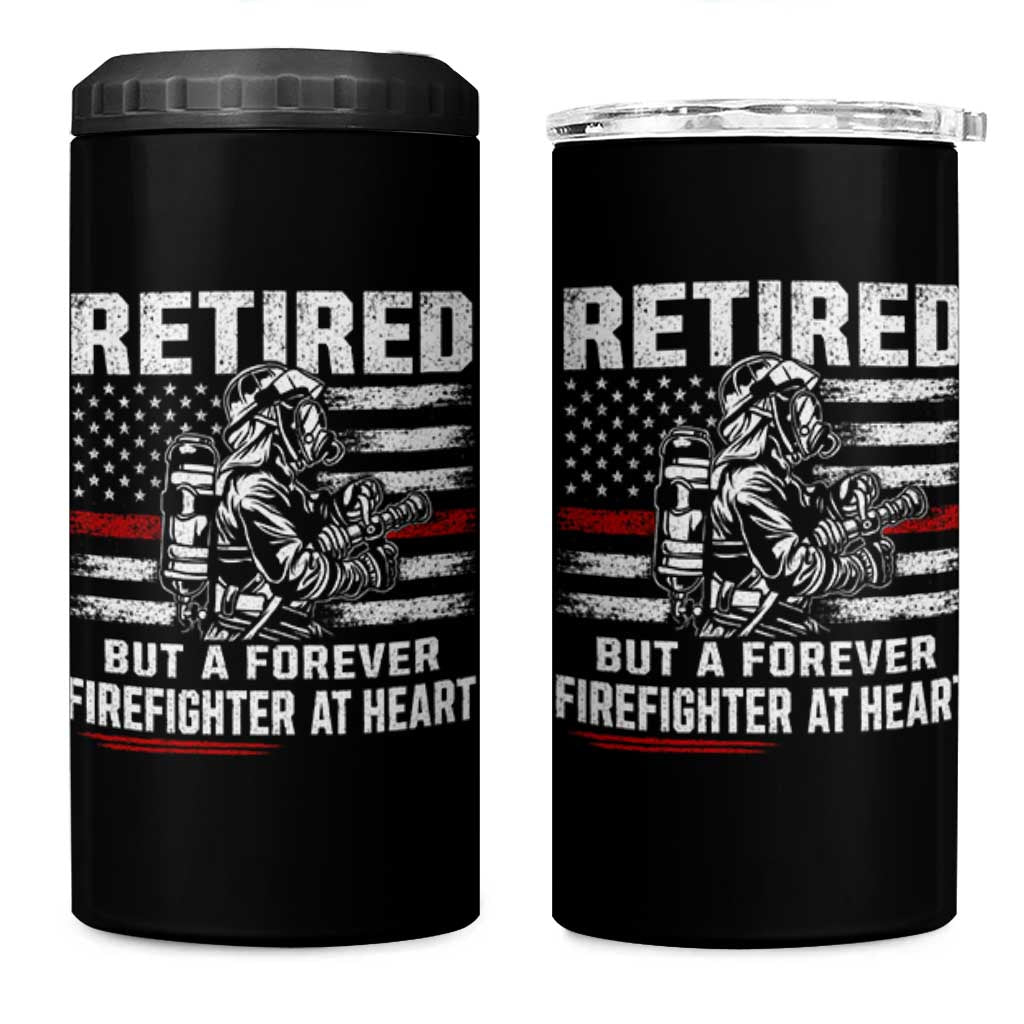 Retired Firefighter 4 in 1 Can Cooler Tumbler Fireman Pride 911 Rescue Retirement Gift