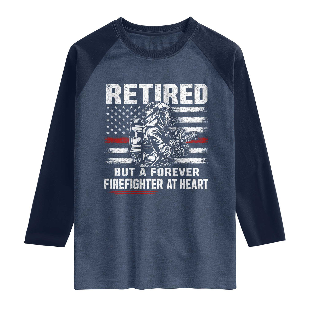 Retired Firefighter Raglan Shirt Fireman Pride 911 Rescue Retirement Gift