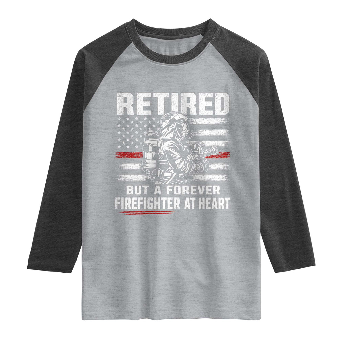 Retired Firefighter Raglan Shirt Fireman Pride 911 Rescue Retirement Gift