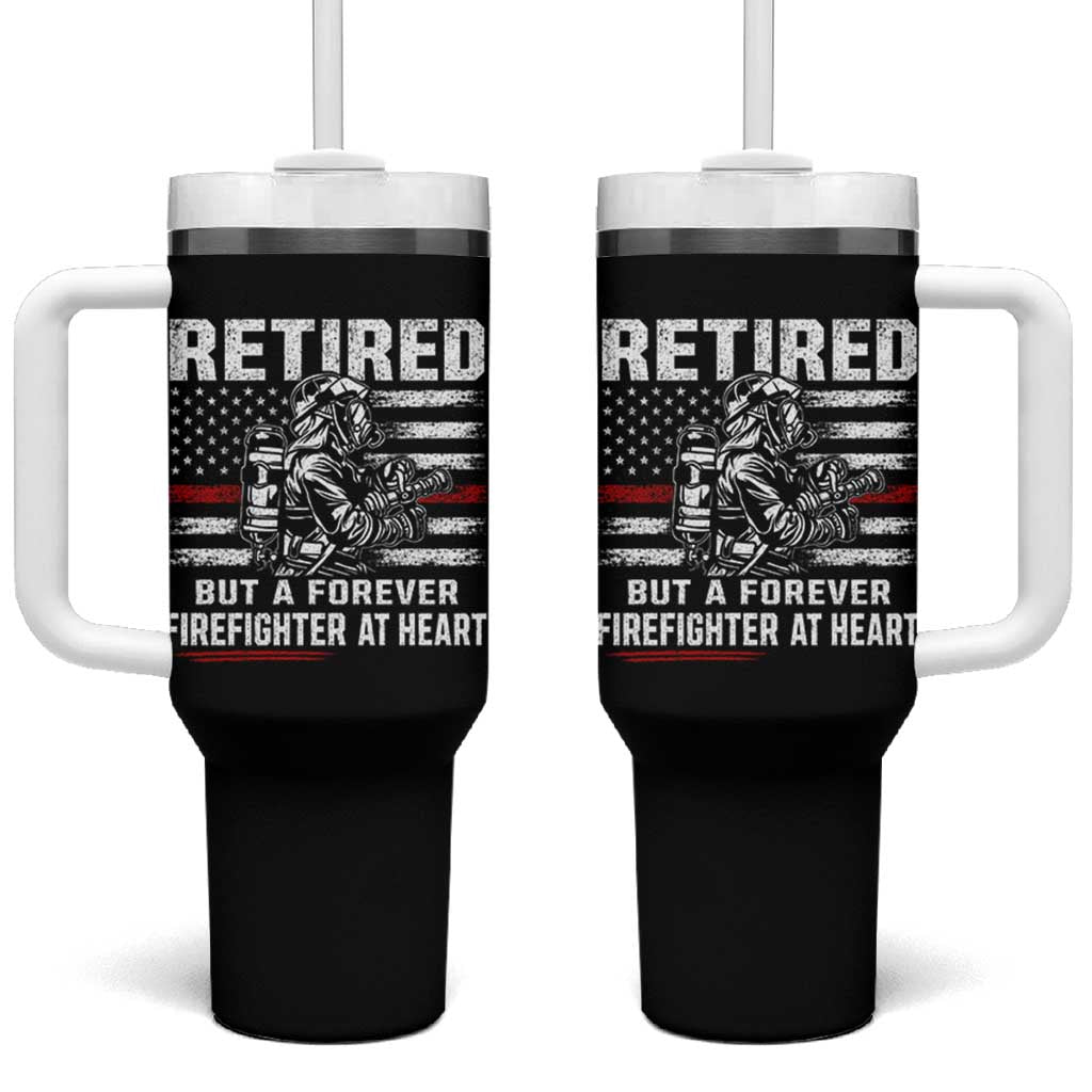 Retired Firefighter Tumbler With Handle Fireman Pride 911 Rescue Retirement Gift