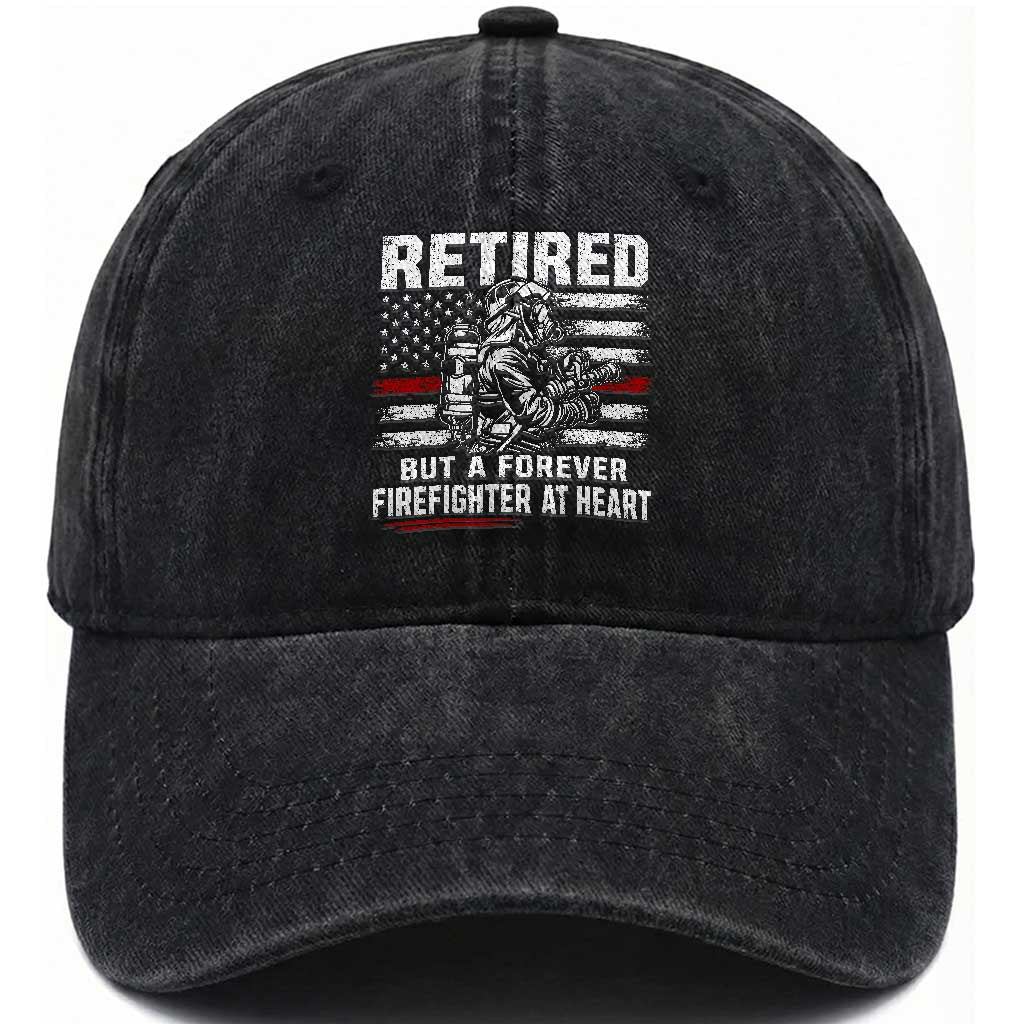 Retired Firefighter Washed Cotton Baseball Cap Fireman Pride 911 Rescue Retirement Gift